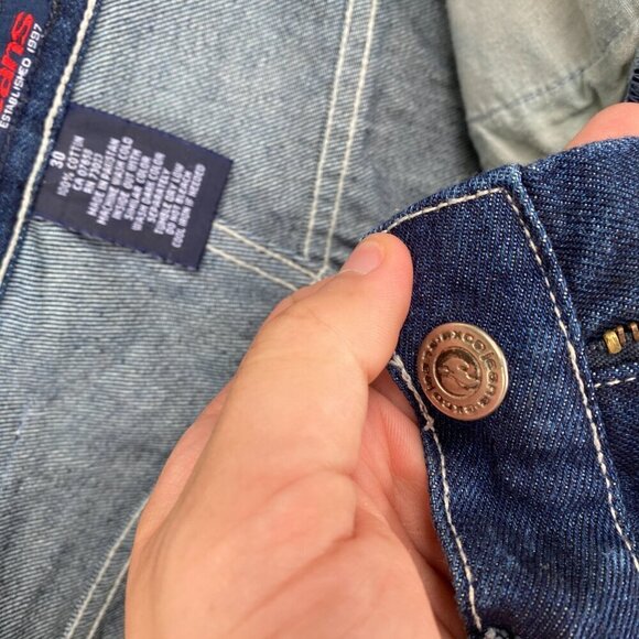 Vintage 90s Y2K EXCO Embroidered Jean Shorts Scorpion Size 30 Blue - Picture 2 of 7